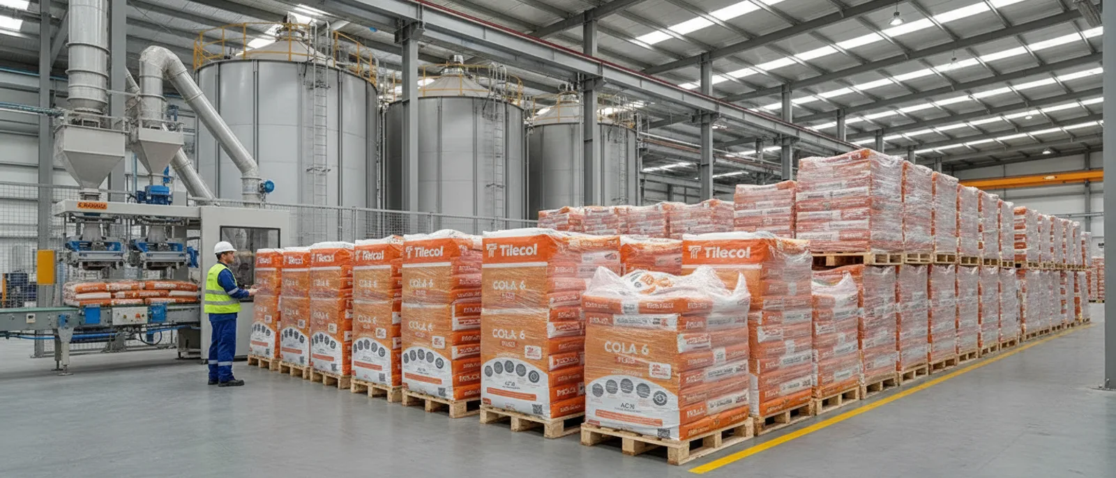 Linha de produção da fábrica Tilecol